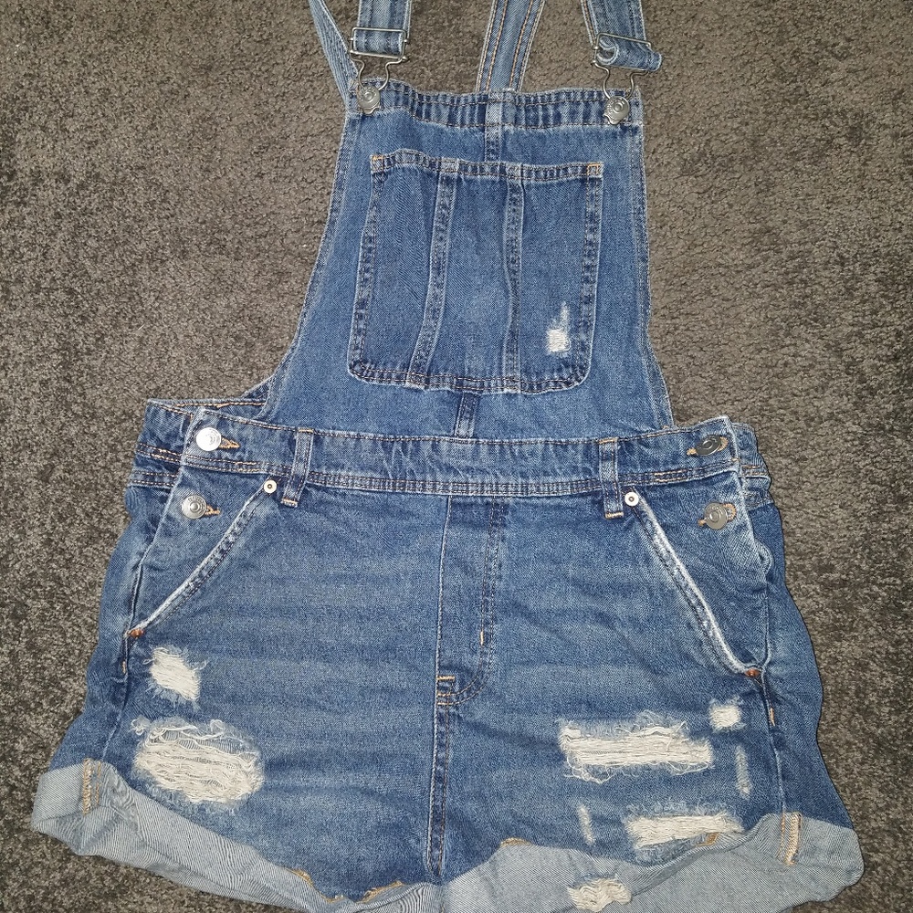 Distressed overalls